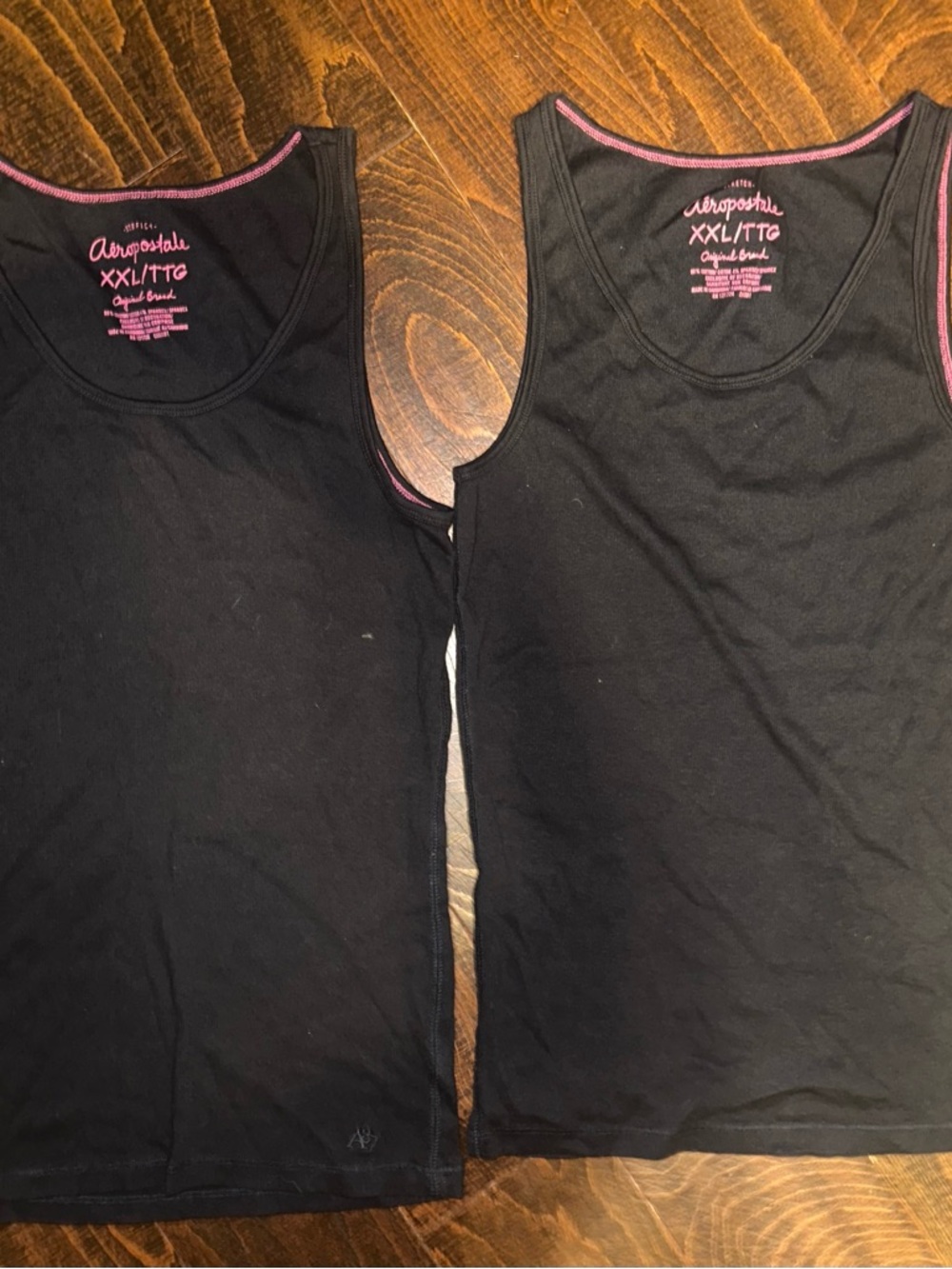 VTG y2k black Aéropostale tank tops bundle  of two pink trim women’s size XXL